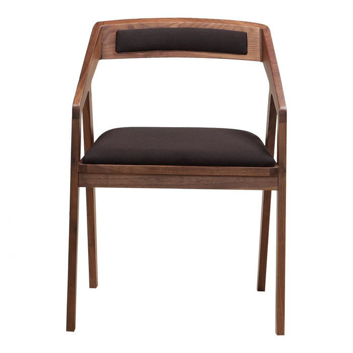 Chloe Arm Chair Walnut- Black Leather